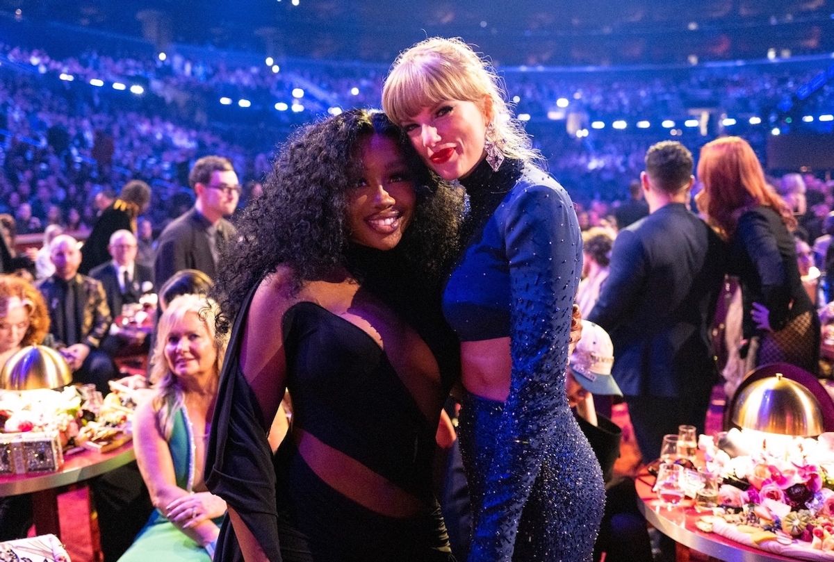 SZA and Taylor Swift seen during the 65th GRAMMY Awards at Crypto.com Arena on February 05, 2023 in Los Angeles, California (John Shearer/Getty Images for the Recording Academy)