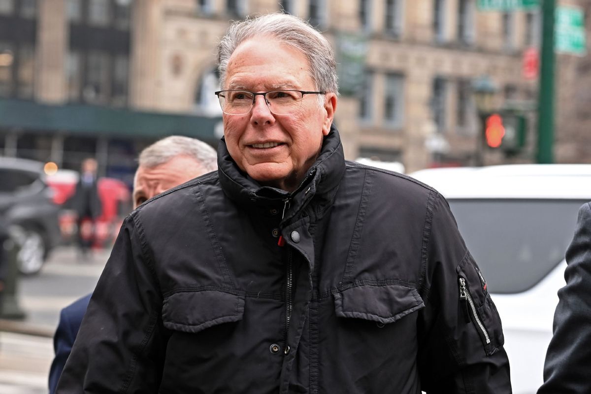 Wayne LaPierre, former CEO of the National Rifle Association (NRA), is seen outside the New York State Supreme Court Building in Lower Manhattan on February 23, 2024  (Andrea Renault/Star Max/GC Images/Getty)
