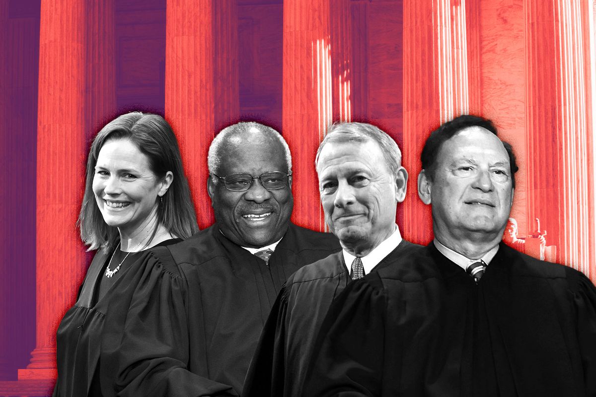 Amy Coney Barrett, Clarence Thomas, John Roberts and Samuel Alito (Photo illustration by Salon/Getty Images)