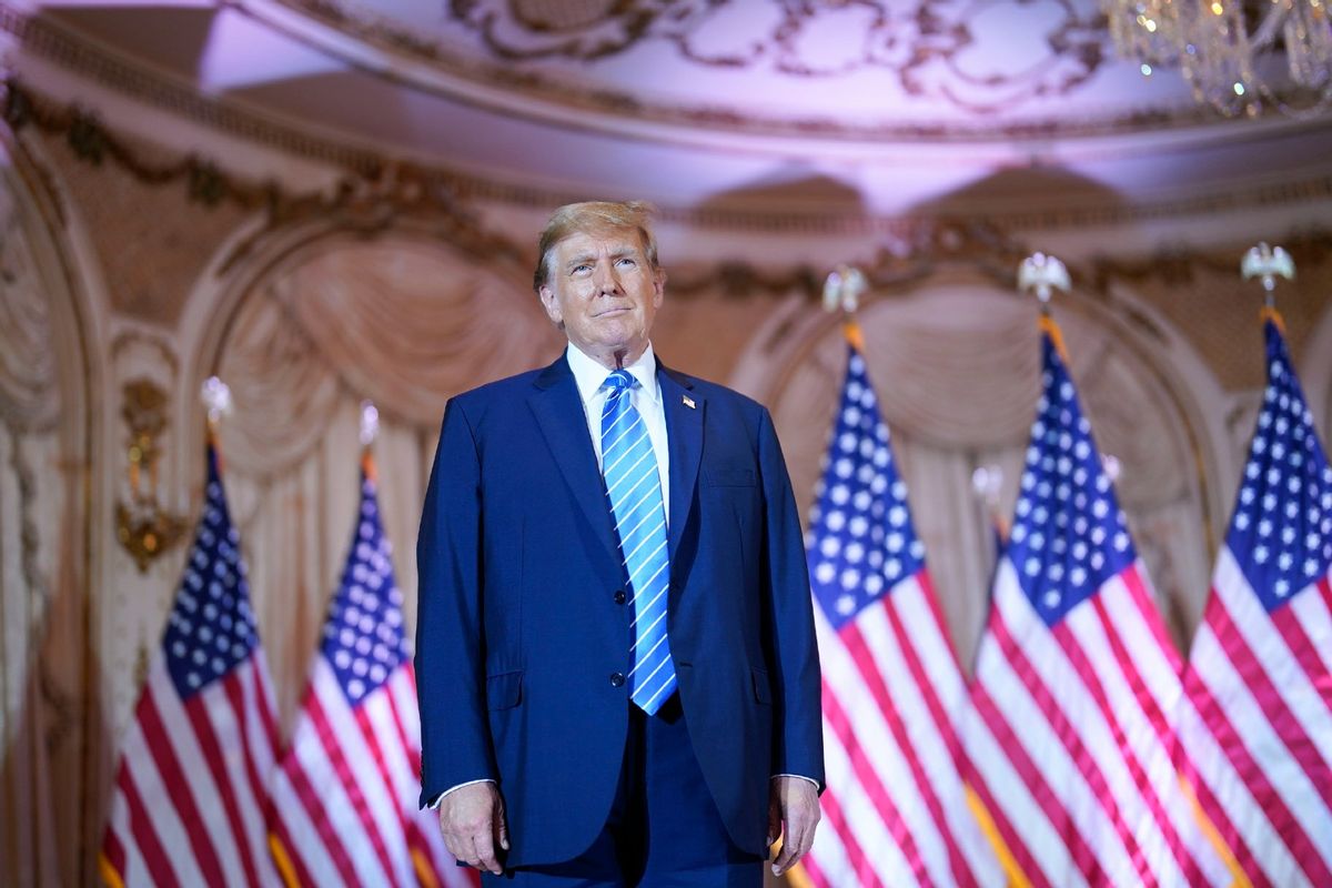 Republican presidential candidate former President Donald Trump takes the stage to speak at a Super Tuesday election night party on Tuesday, March 5, 2024 at Mar-a-Lago in Palm Beach, Fla.  (Jabin Botsford /The Washington Post via Getty Images)