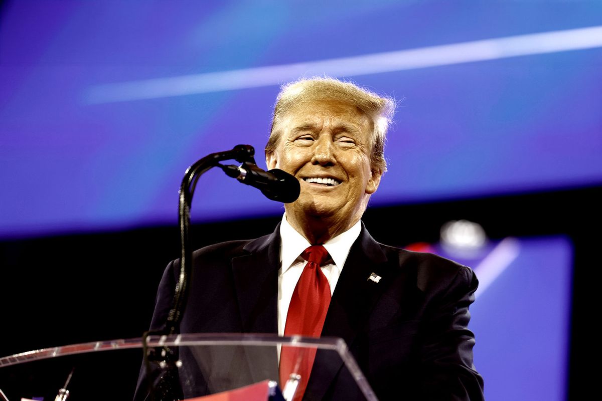 Republican presidential candidate and former U.S. President Donald Trump speaks at the Conservative Political Action Conference (CPAC) at the Gaylord National Resort Hotel And Convention Center on February 24, 2024 in National Harbor, Maryland. (Anna Moneymaker/Getty Images)
