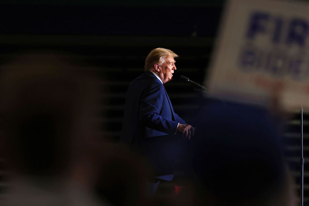 Republican presidential candidate and former U.S. President Donald Trump speaks during a campaign event at Greensboro Coliseum on March 2, 2024 in Greensboro, North Carolina. (Alex Wong/Getty Images)