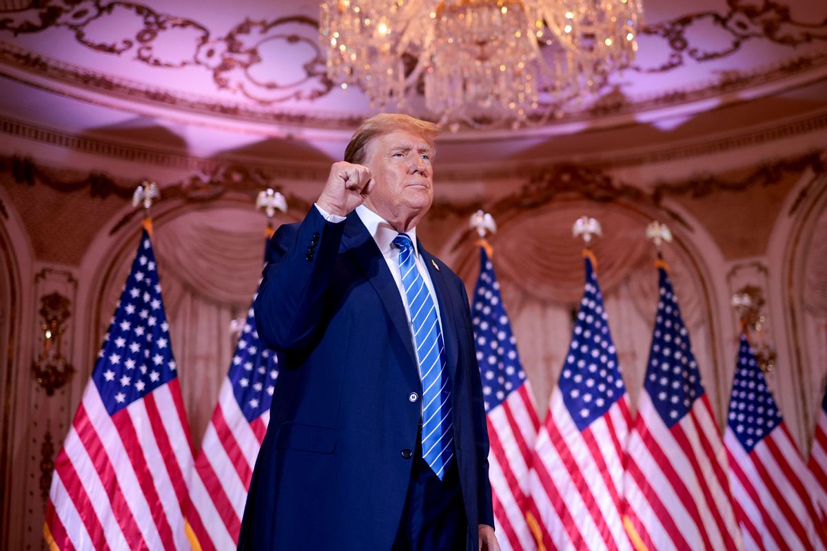 Republican presidential candidate, former President Donald Trump greets supporters after speaking at an election-night watch party at Mar-a-Lago on March 5, 2024 in West Palm Beach, Florida. (Win McNamee/Getty Images)