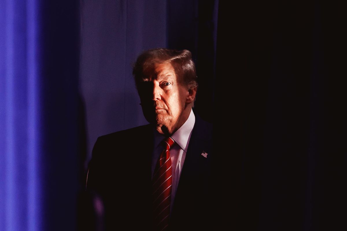 Republican presidential candidate and former U.S. President Donald Trump waits to take the stage during a campaign rally at the Forum River Center March 09, 2024 in Rome, Georgia. (Chip Somodevilla/Getty Images)
