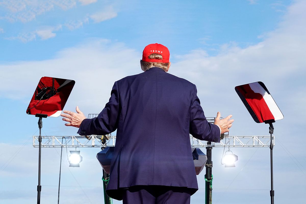 Republican presidential candidate former President Donald Trump speaks to supporters during a rally at the Dayton International Airport on March 16, 2024 in Vandalia, Ohio. (Scott Olson/Getty Images)