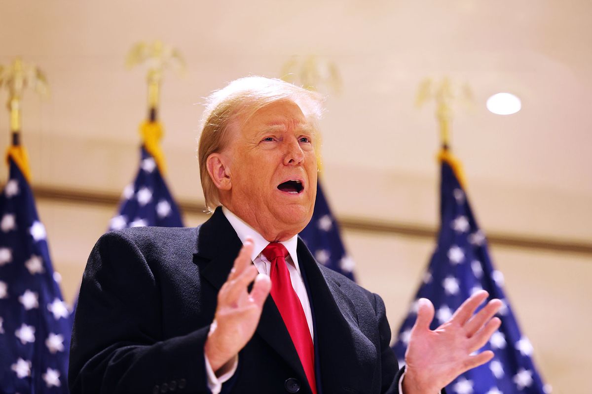 Former President Donald Trump speaks during a press conference at 40 Wall Street after a pre-trial hearing on March 25, 2024 in New York City. (Michael M. Santiago/Getty Images)