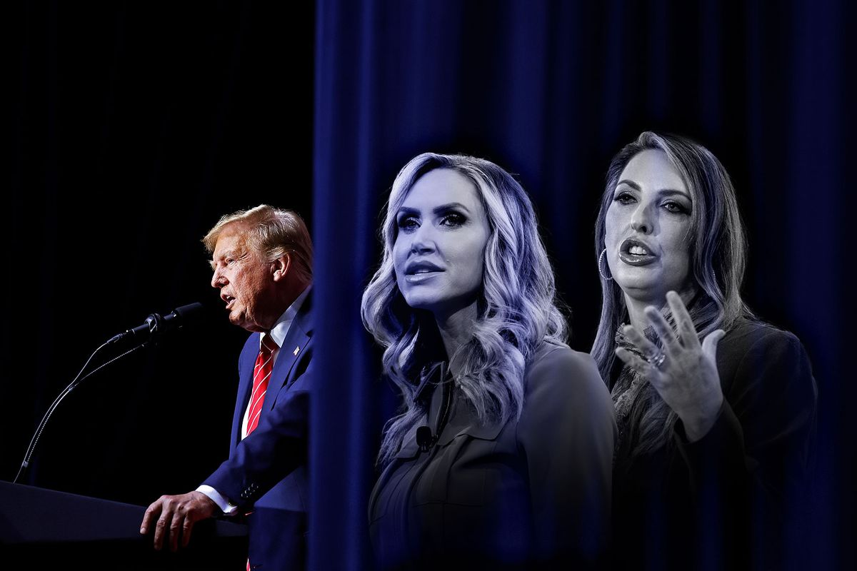 Donald Trump, Lara Trump and Ronna McDaniel (Photo illustration by Salon/Getty Images)