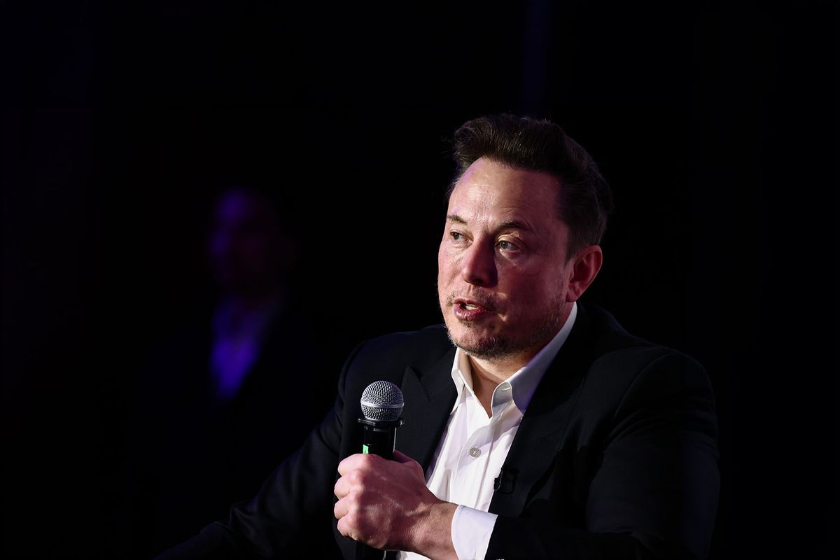 Elon Musk, owner of Tesla and the X (formerly Twitter) platform, in Krakow, Poland on January 22nd, 2024. (Beata Zawrzel/NurPhoto via Getty Images)