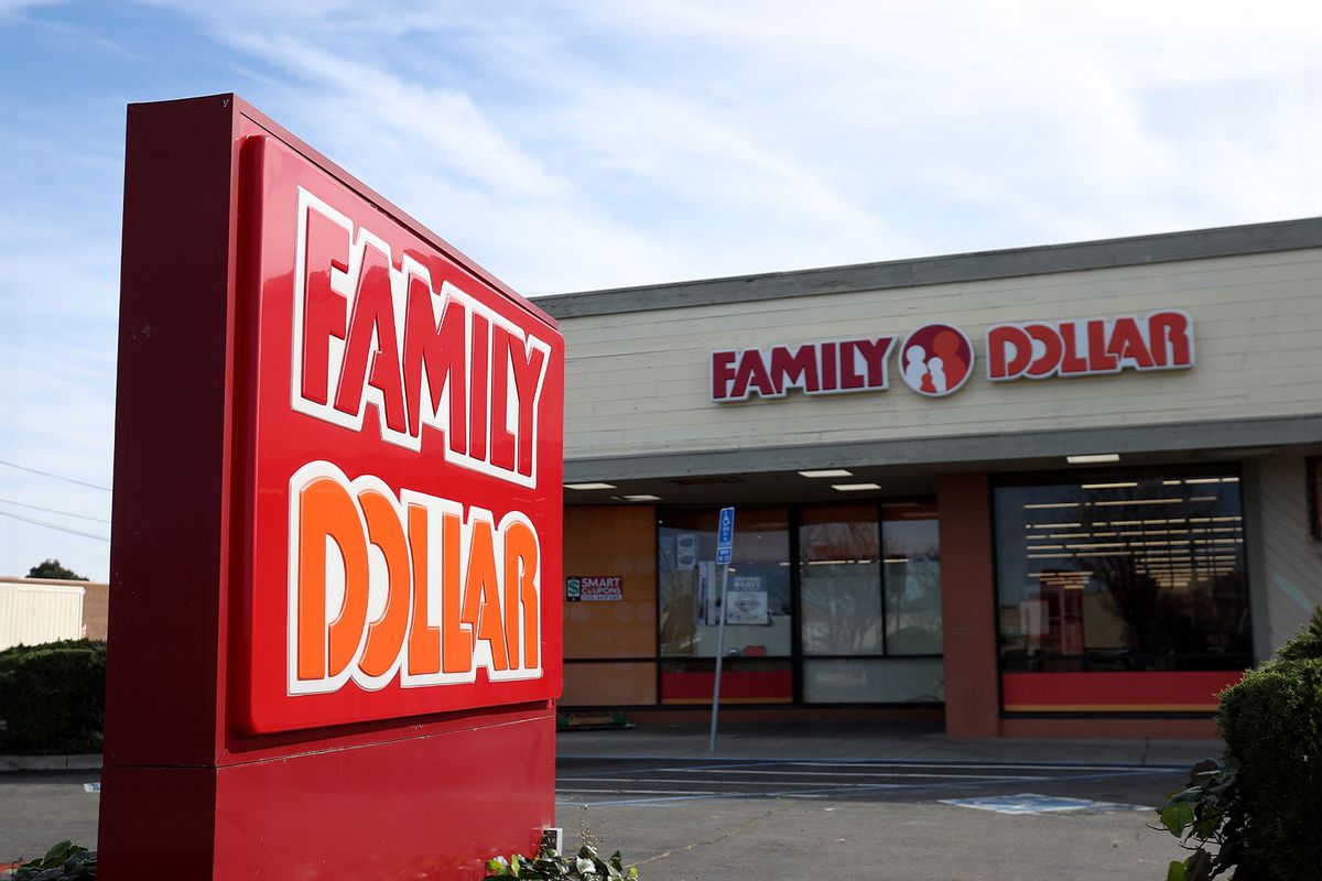 A sign is posted in front of a Family Dollar store on March 13, 2024 in Fairfield, California. (Justin Sullivan/Getty Images)