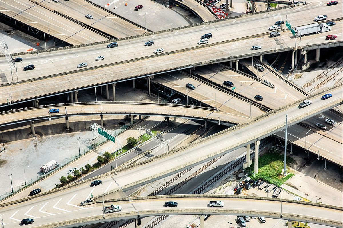 Aerial view of the Interstate 10 junction with Highway 90 near downtown New Orleans, Louisiana. (Getty Images/Art Wager)