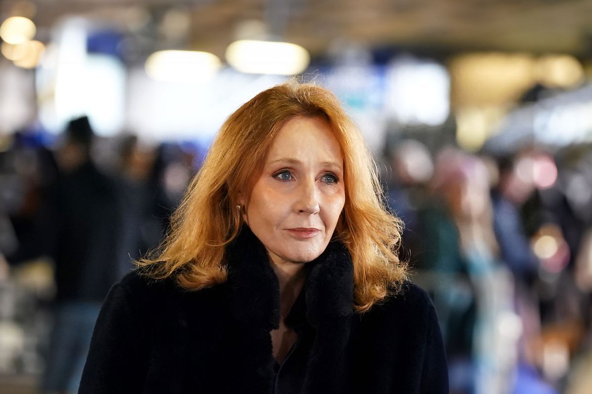 J. K. Rowling arrives for the Guinness Six Nations match at the Scottish Gas Murrayfield Stadium, Edinburgh. Picture date: Saturday February 24, 2024. (Andrew Milligan/PA Images via Getty Images)