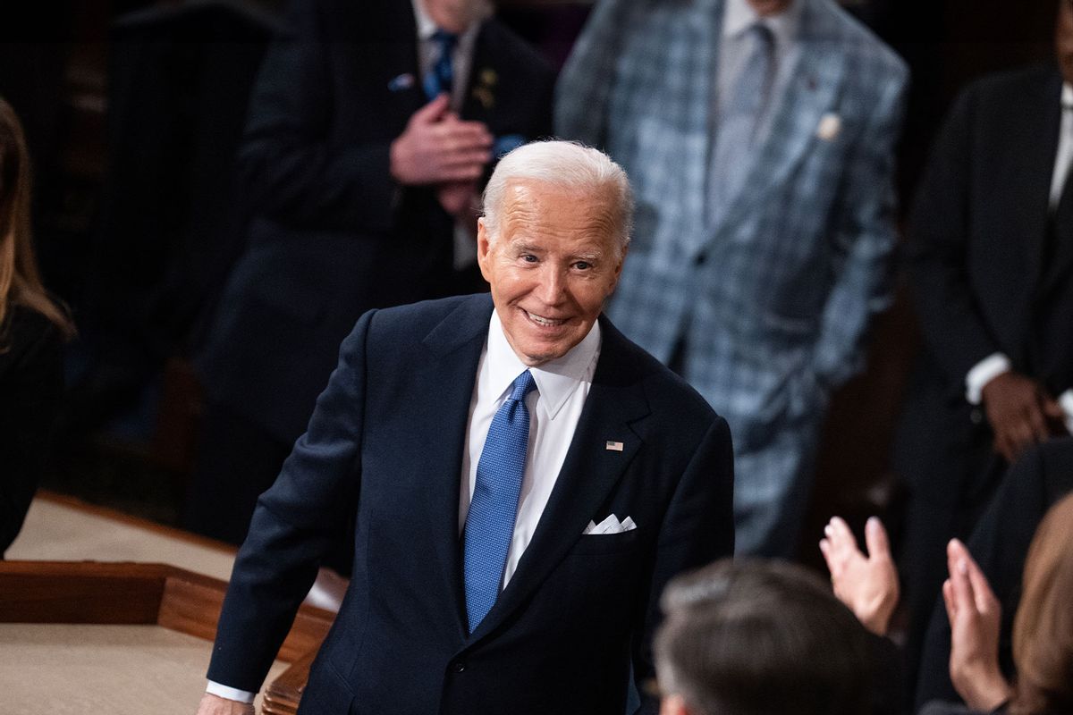 President Joe Biden arrives to deliver his State of the Union address in the House Chamber of the U.S. Capitol on Thursday, March 7, 2024.  (Tom Williams/CQ-Roll Call, Inc via Getty Images)