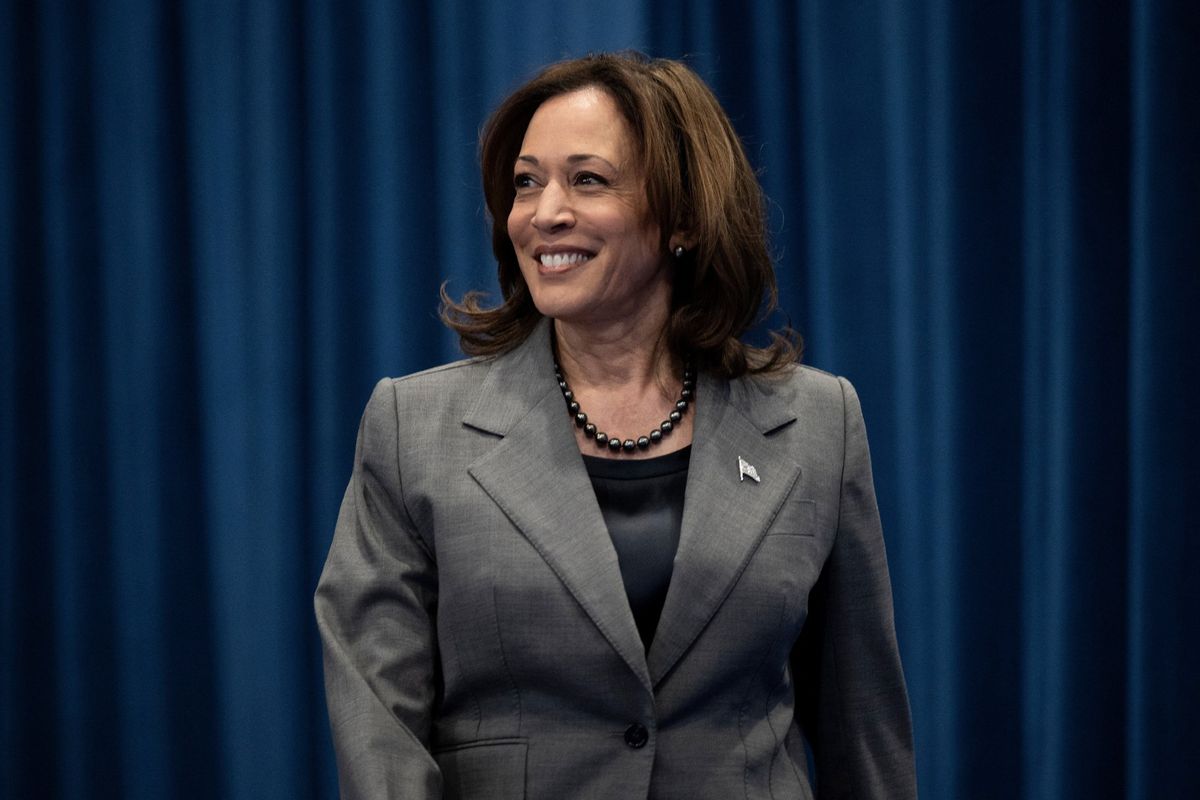 U.S. Vice President Kamala Harris arrives to speak about healthcare during an event at the John Chavis recreation center on March 26, 2024 in Raleigh, North Carolina.  (BRENDAN SMIALOWSKI/AFP via Getty Images)