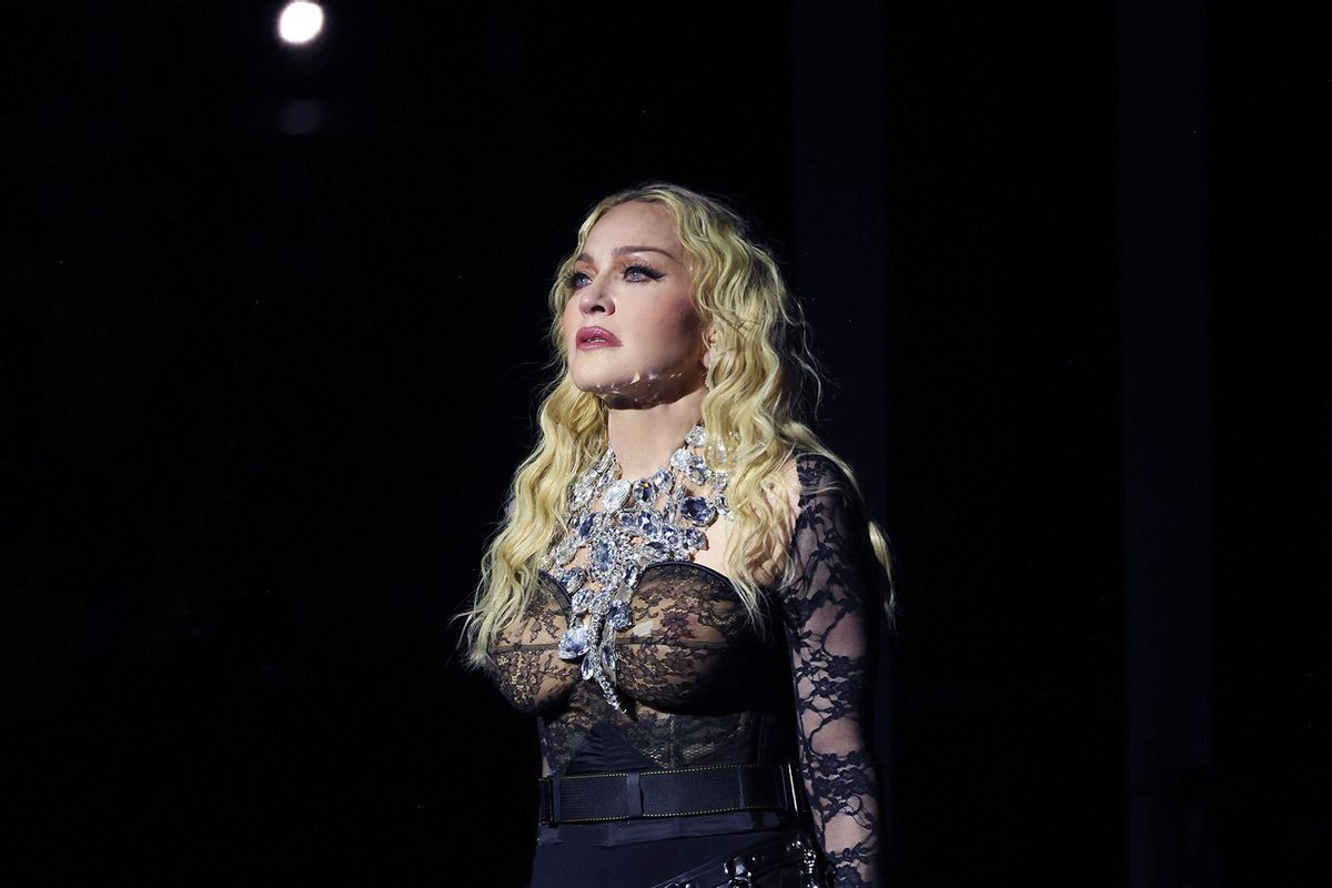Madonna performs during The Celebration Tour at The O2 Arena on October 15, 2023 in London, England. (Kevin Mazur/WireImage for Live Nation/Getty Images)