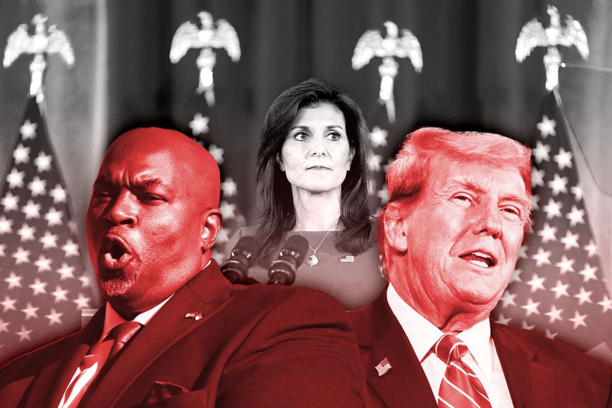 Mark Robinson, Donald Trump and Nikki Haley (Photo illustration by Salon/Getty Images)