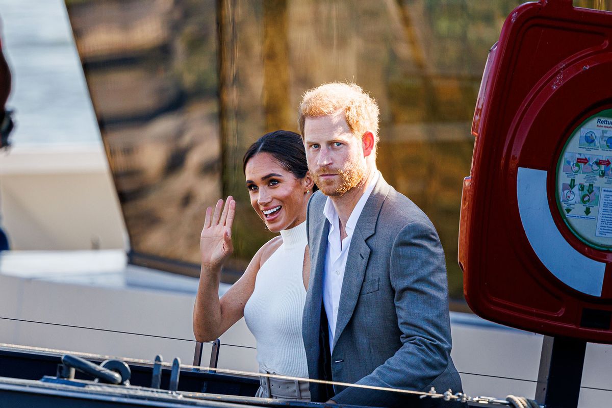 Prince Harry, Duke of Sussex and Meghan, Duchess of Sussex after a boat trip during the Invictus Games on September 6, 2022 in Dusseldorf, Germany. (Patrick van Katwijk/Getty Images)