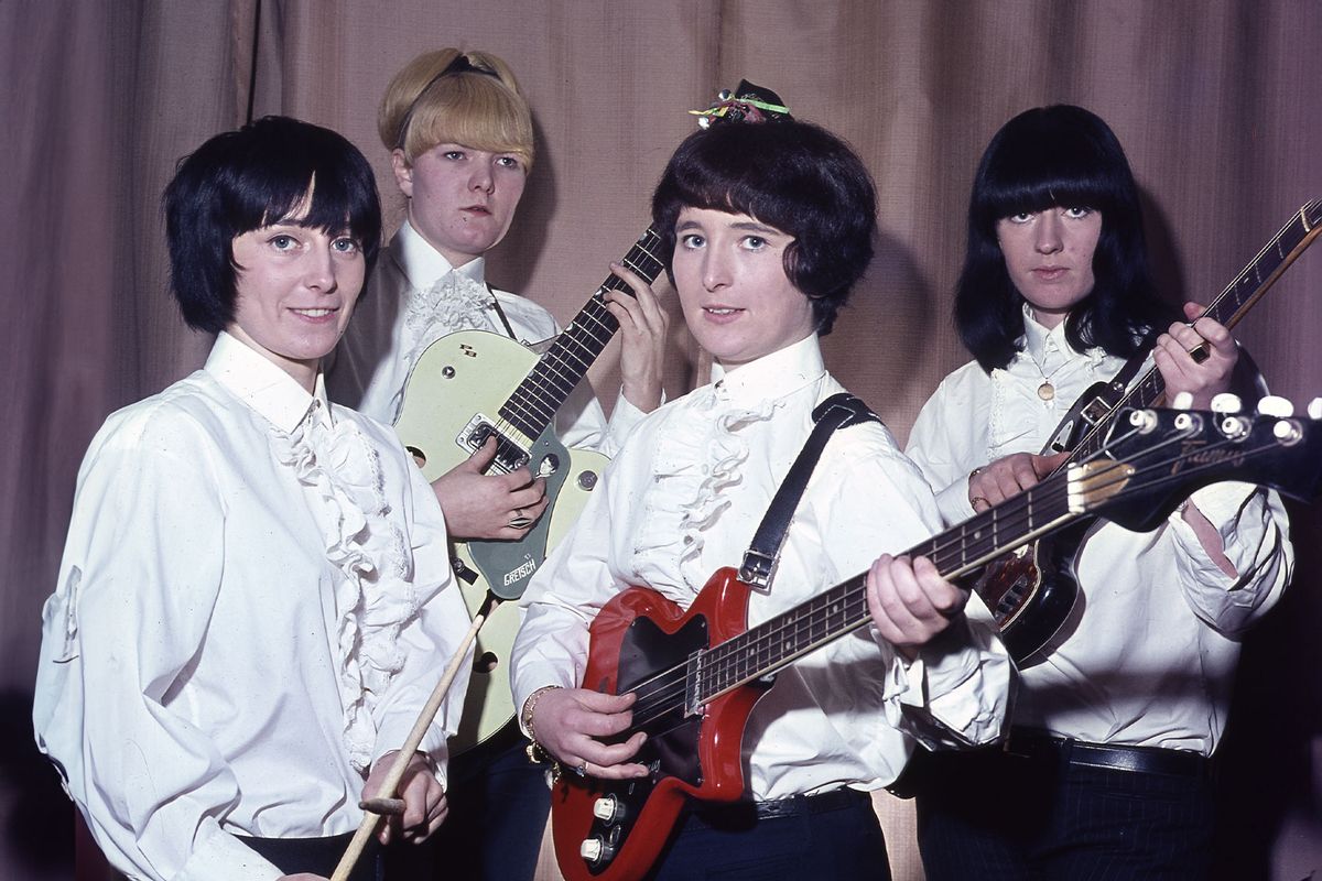 Sylvia Saunders, Pamela Birch, Mary McGlory and Valerie Gell of Liverpool band The Liverbirds pose for a group portrait c 1964 in Hamburg, Germany. (Gunter Zint/K & K Ulf Kruger OHG/Redferns/Getty Images)