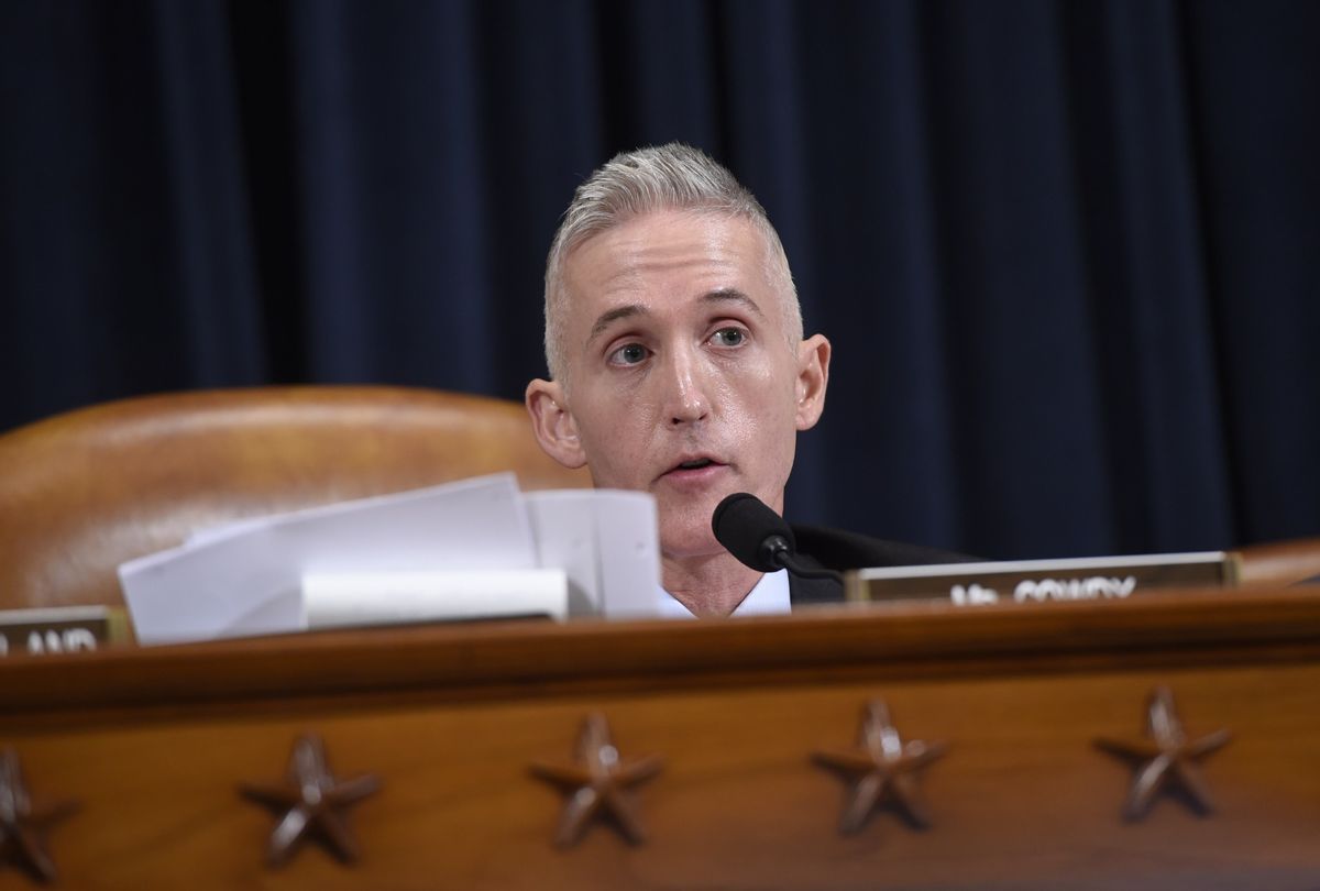 Former Rep. Trey Gowdy, R-S.c., questions former Secretary of State Hillary Clinton as she testifies before the House Select Committee on Benghazi on Capitol Hill in Washington, DC, October 22, 2015.  (SAUL LOEB/AFP via Getty Images))