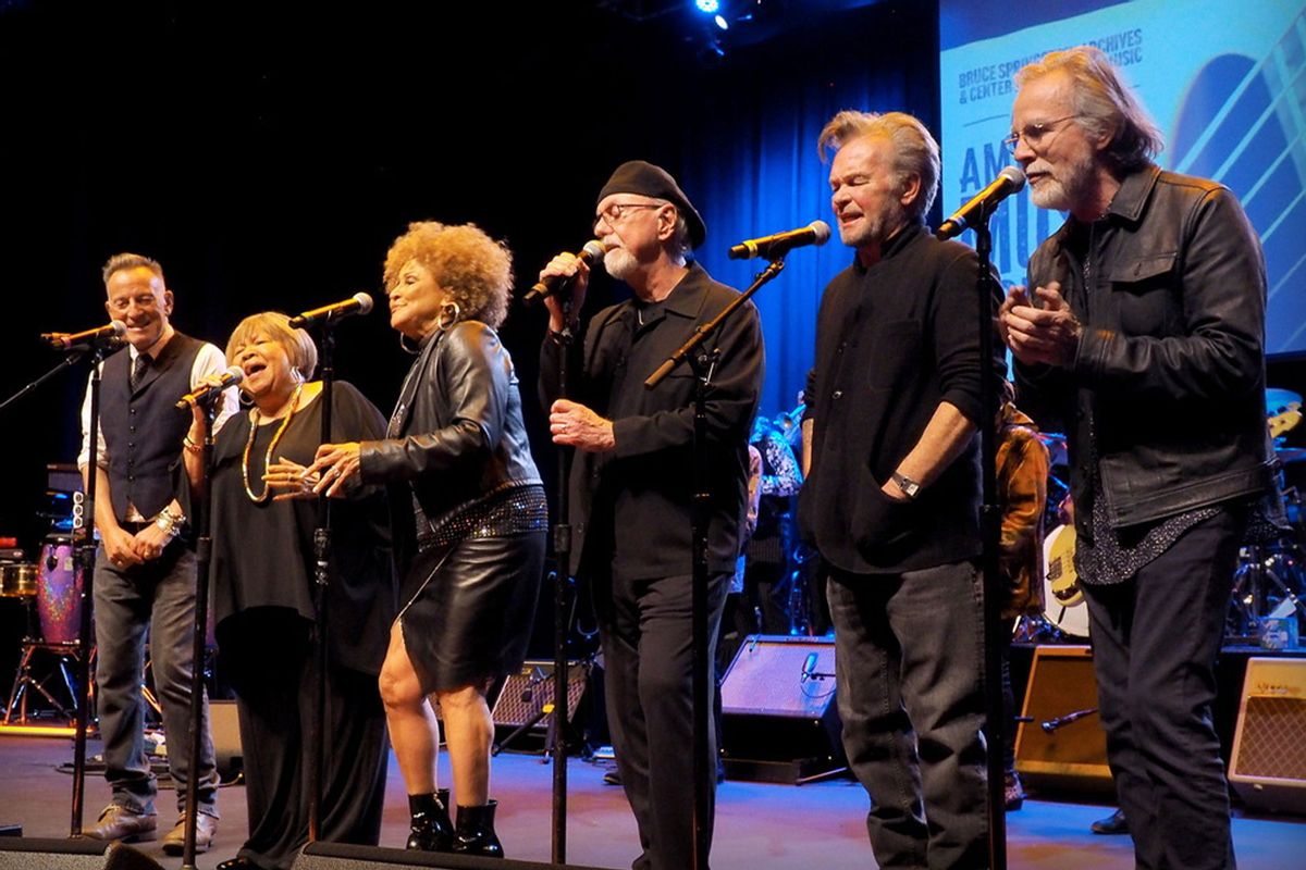 Bruce Springsteen, Mavis Staples, Darlene Love, Dion DiMucci, John Mellencamp and Jackson Browne at the second annual American Music Honors ceremony, Monmouth University, April 24, 2024. (Photo by John Cavanaugh)