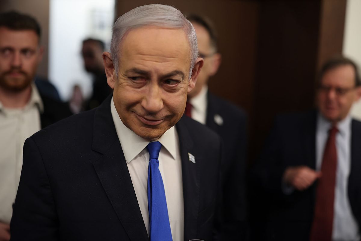 Benjamin Netanyahu, Israel's Prime Minister, arrives for a joint meeting with Annalena Baerbock (not pictured), Germany's Foreign Minister. (Ilia Yefimovich/picture alliance via Getty Images)