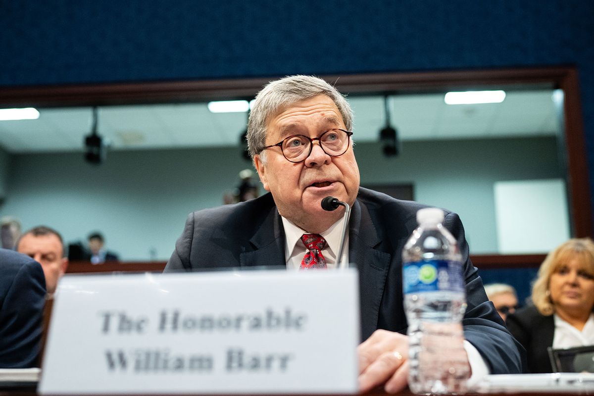 Former United States Attorney General Bill Barr testifies during the Select Committee on the Chinese Communist Party hearing on "The CCP's Role in the Fentanyl Crisis" in the U.S. Capitol in Washington on Tuesday, April 16, 2024. (Bill Clark/CQ-Roll Call, Inc via Getty Images)