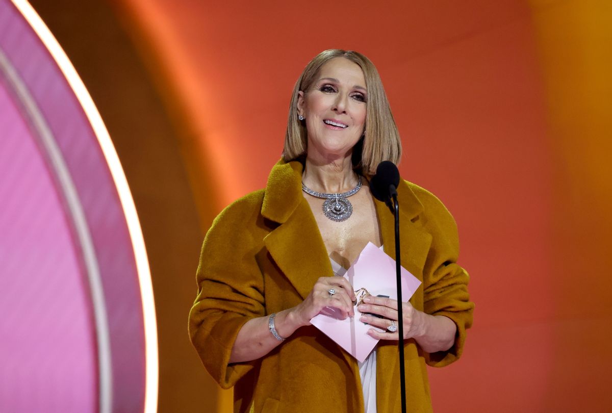 Celine Dion speaks onstage during the 66th GRAMMY Awards at Crypto.com Arena on February 04, 2024 in Los Angeles, California (Kevin Mazur/Getty Images for The Recording Academy)