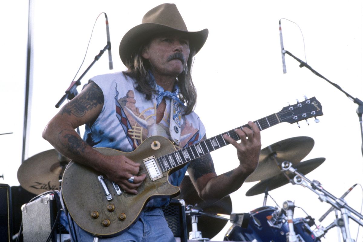 Dickey Betts of the Allman Brothers performs during Laguna Seca Daze at Laguna Seca Racetrack on May 30, 1993 in Monterey, California.  (Tim Mosenfelder/Getty Images)
