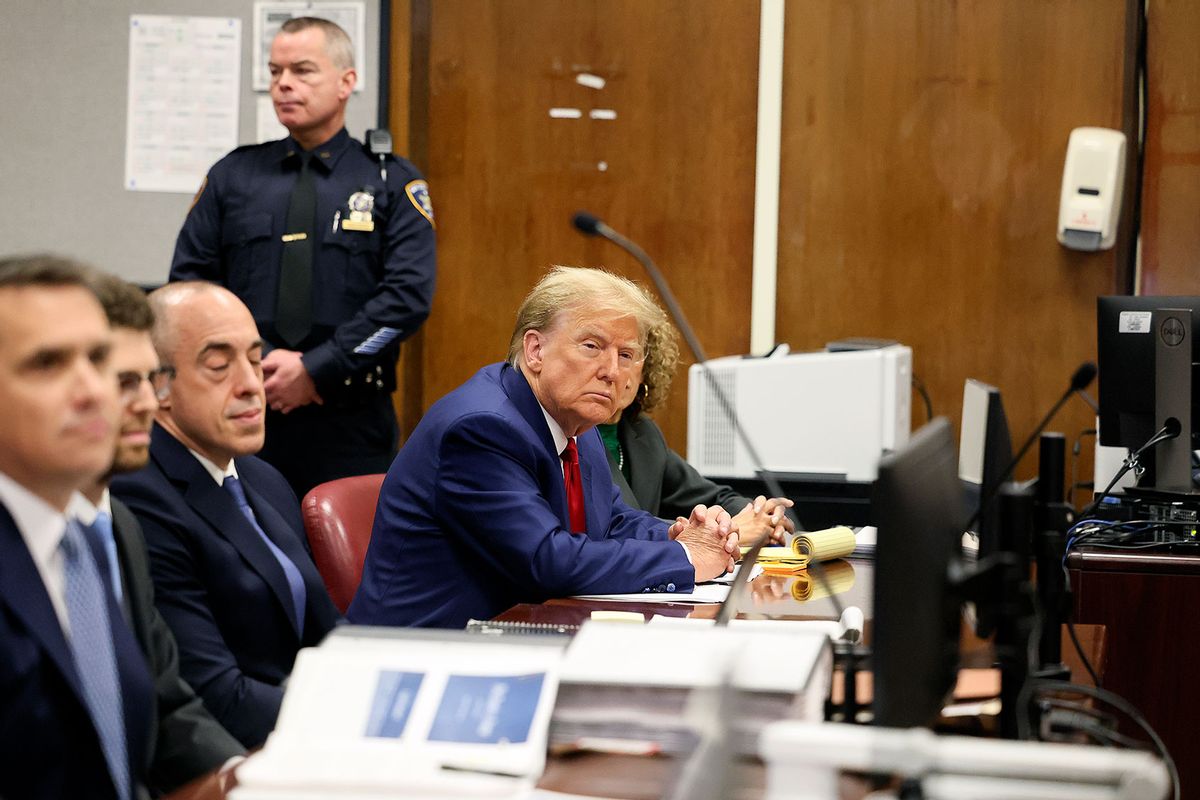 Former president Donald Trump attends a hearing at Criminal Court on March 25, 2024 in New York City. (Brendan McDermid-Pool/Getty Images)