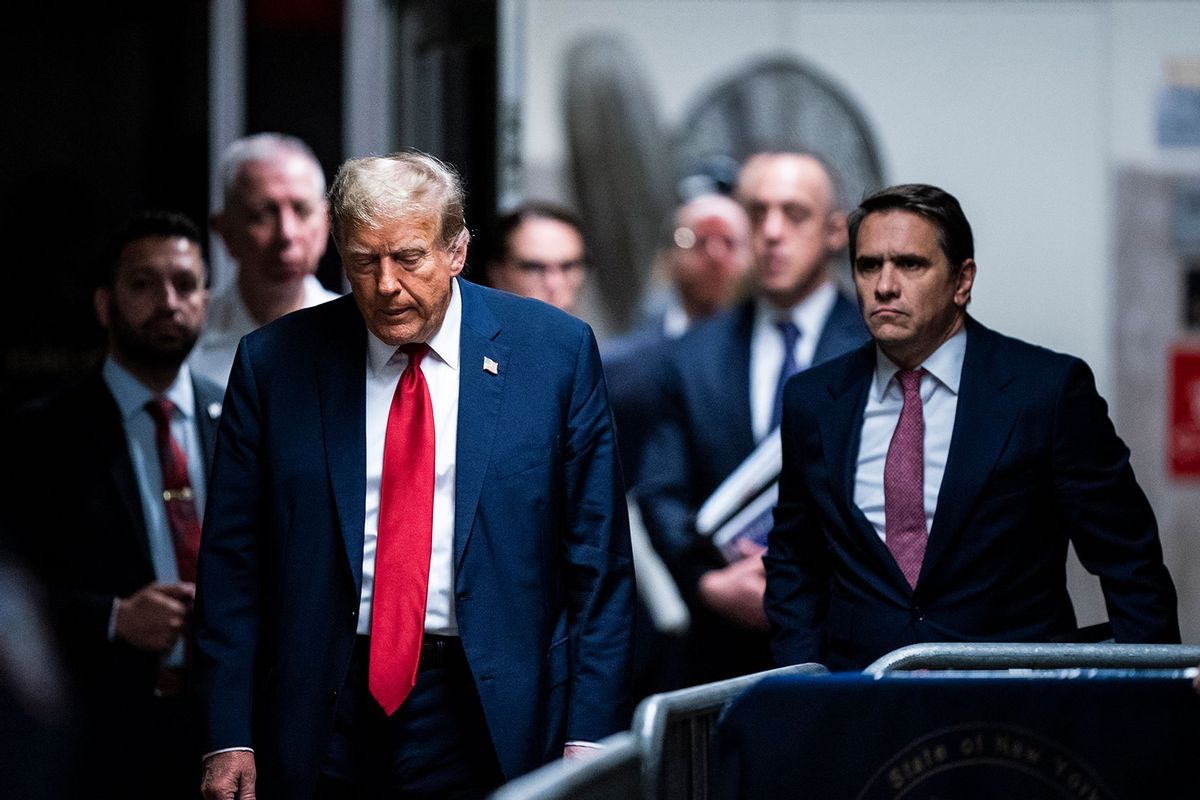 Former U.S. President Donald Trump arrives ahead of the start of jury selection at Manhattan Criminal Court on April 15, 2024 in New York City. (Jabin Botsford-Pool/Getty Images)