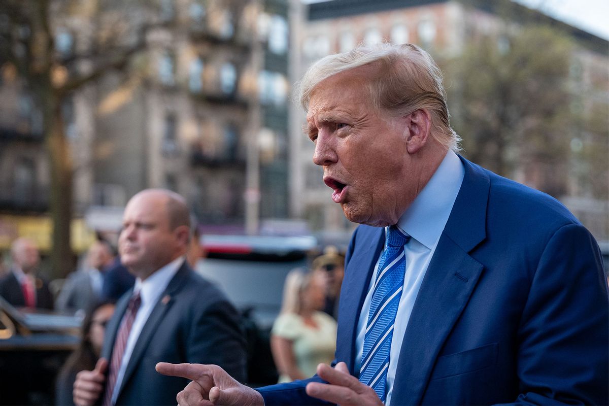 Former president Donald Trump visits a bodega store in upper Manhattan in 2022 after spending a second day in court where he faces 34 felony counts of falsifying business records in the first of his criminal cases to go to trial. (Spencer Platt/Getty Images)