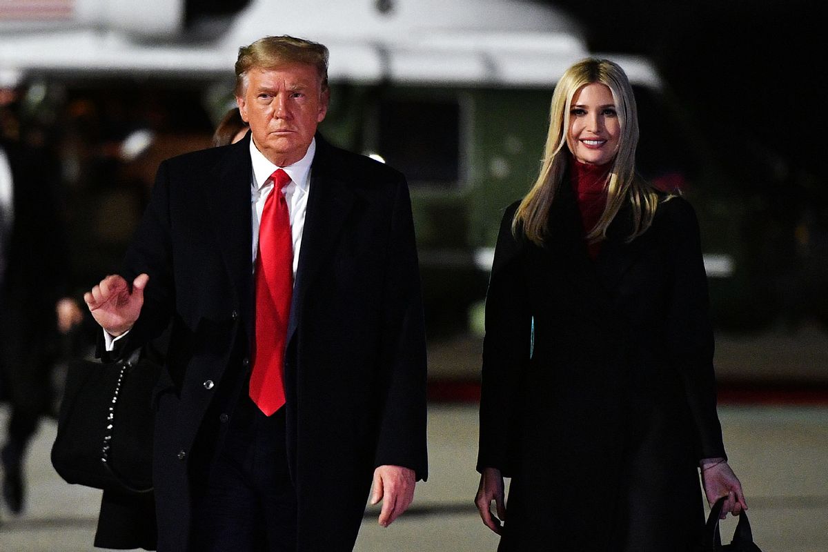 US President Donald Trump and daughter Senior Advisor Ivanka Trump make their way to board Air Force One before departing from Dobbins Air Reserve Base in Marietta, Georgia on January 4, 2021. (MANDEL NGAN/AFP via Getty Images)