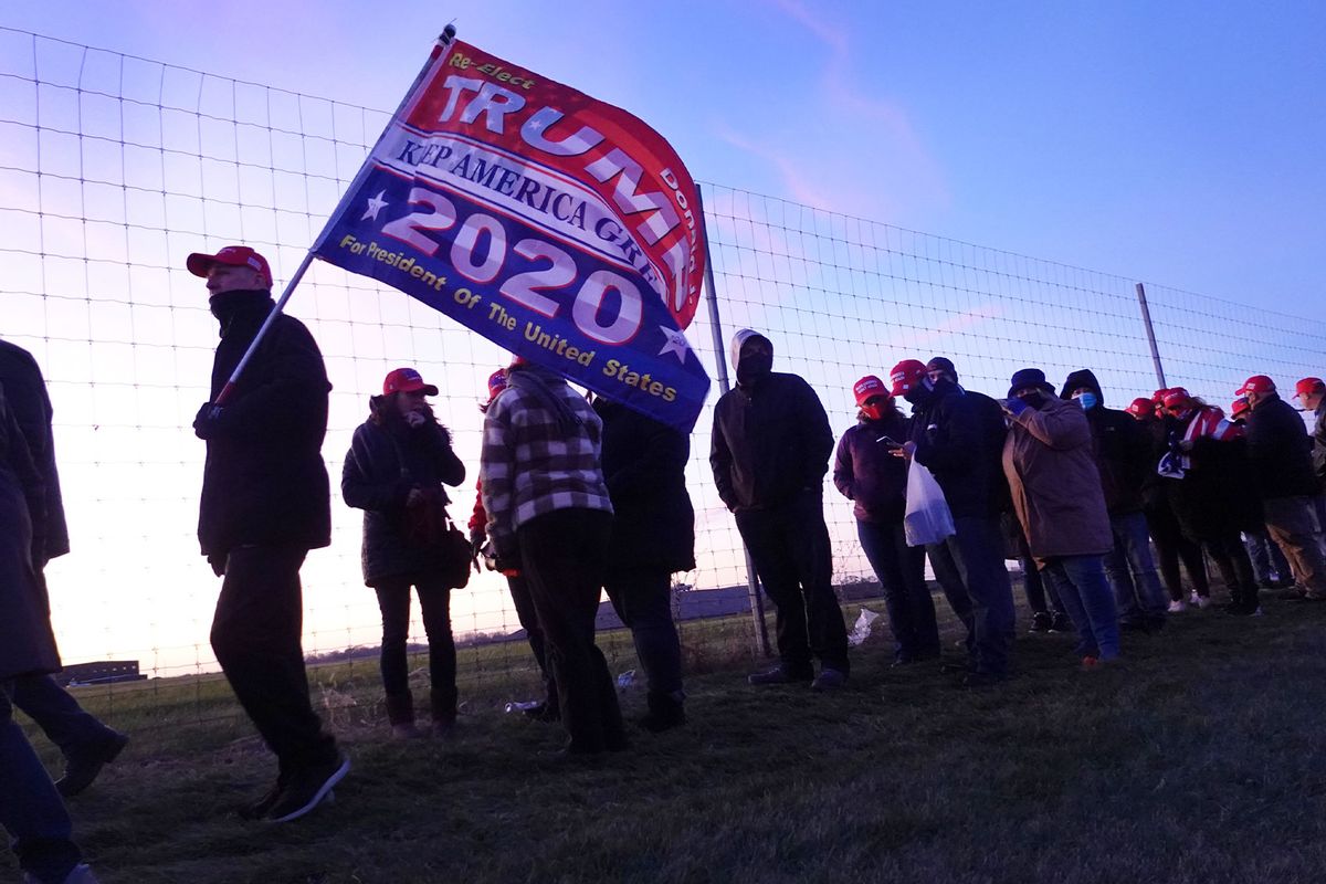 Supporters of President Donald Trump arrive for a campaign rally at the Kenosha Regional Airport on November 02, 2020 in Kenosha, Wisconsin. (Scott Olson/Getty Images)