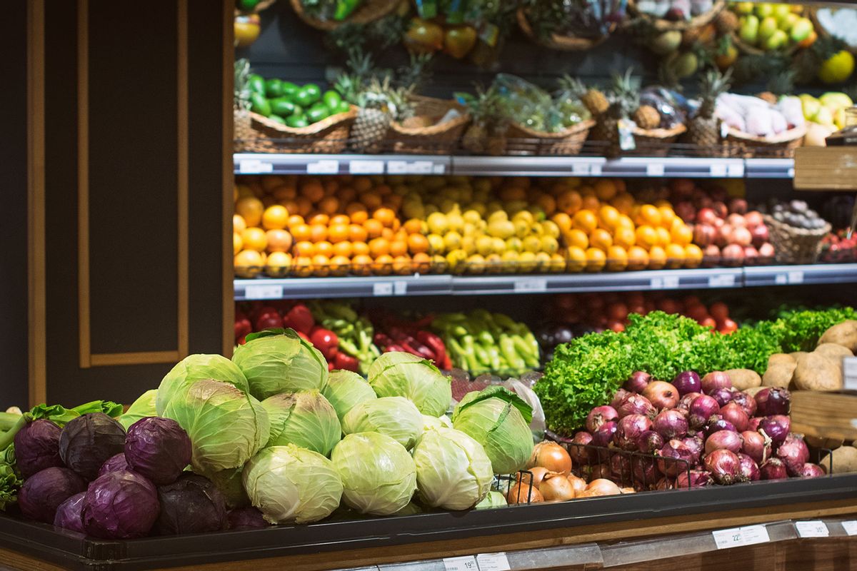 Fruit and vegetable stand at a local market (Getty Images/Emilija Manevska)