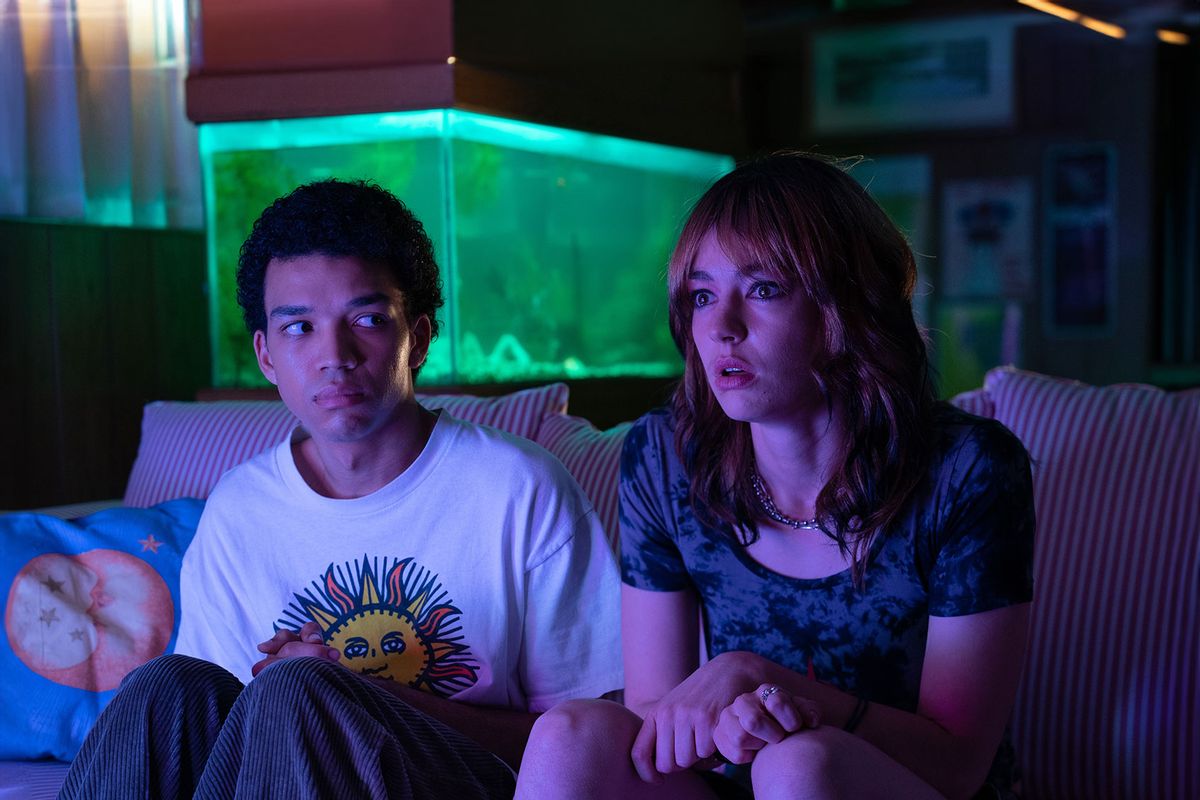 Justice Smith as Owen and Brigette Lundy-Paine as Maddy in “I Saw the TV Glow” (Zoey Kang/A24)