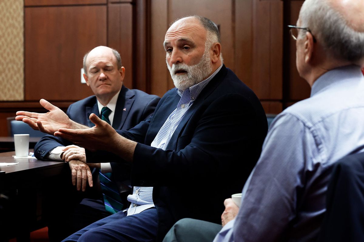 World Central Kitchen Chef Jose Andres meets with Lawmakers about getting humanitarian aid to Gaza at the U.S. Capitol on March 14, 2024 in Washington, DC. (Chip Somodevilla/Getty Images)