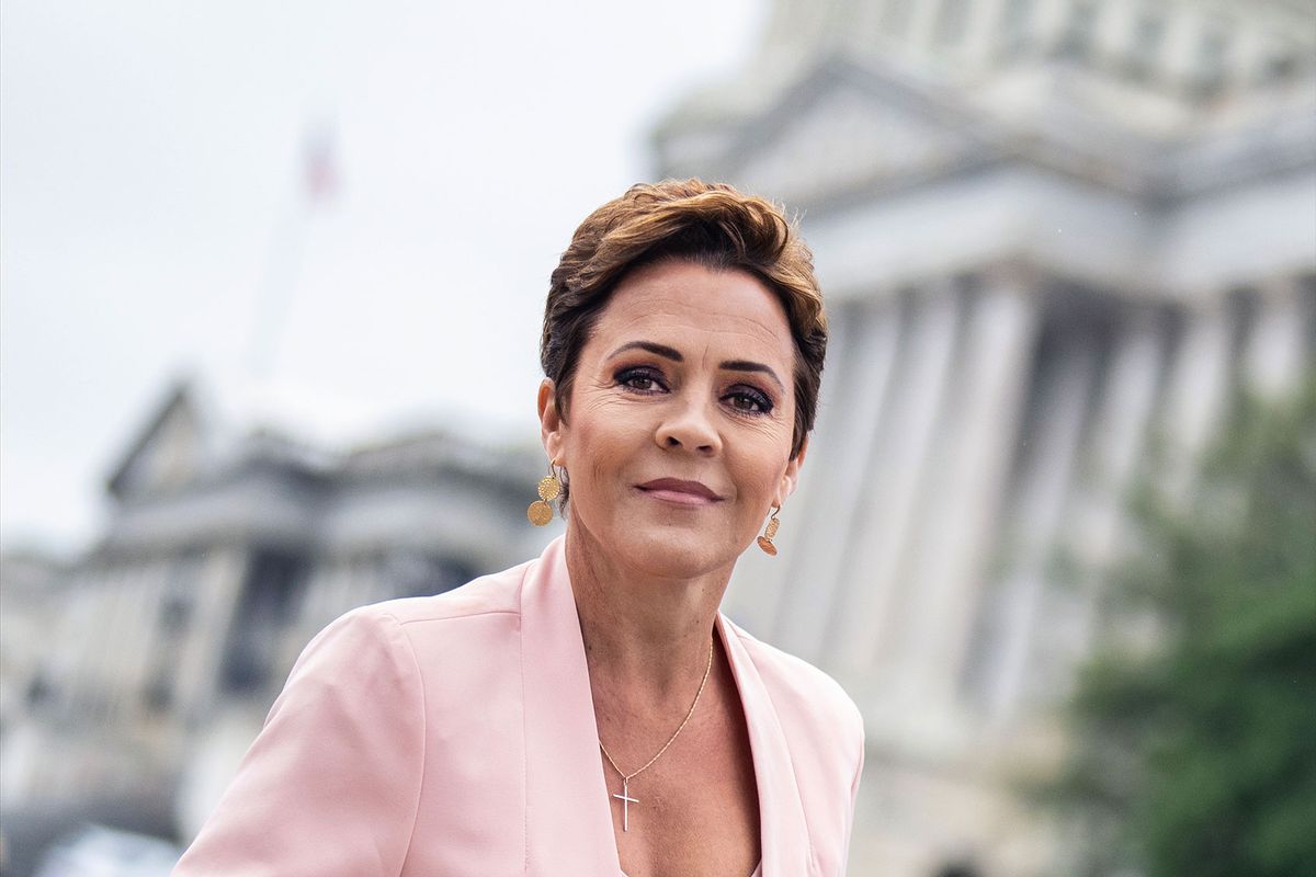 Kari Lake, Republican Senate candidate from Arizona, leaves the U.S. Capitol after a meeting with Senate Minority Leader Mitch McConnell, R-Ky., on Wednesday, March 6, 2024. (Tom Williams/CQ-Roll Call, Inc via Getty Images)