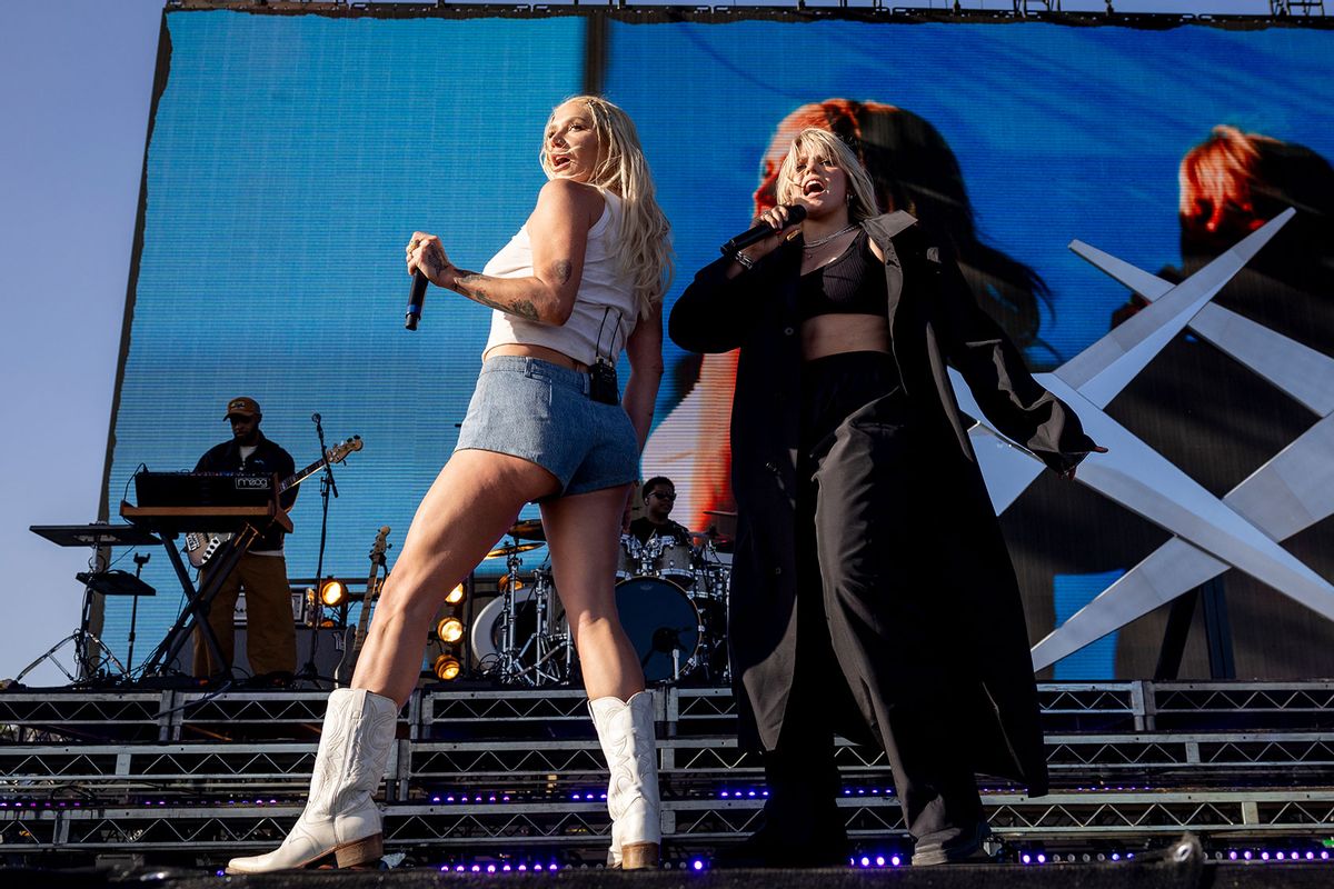 Kesha and Reneé Rapp perform onstage at the 2024 Coachella Valley Music and Arts Festival at Empire Polo Club on April 14, 2024 in Indio, California. (Emma McIntyre/Getty Images for Coachella)