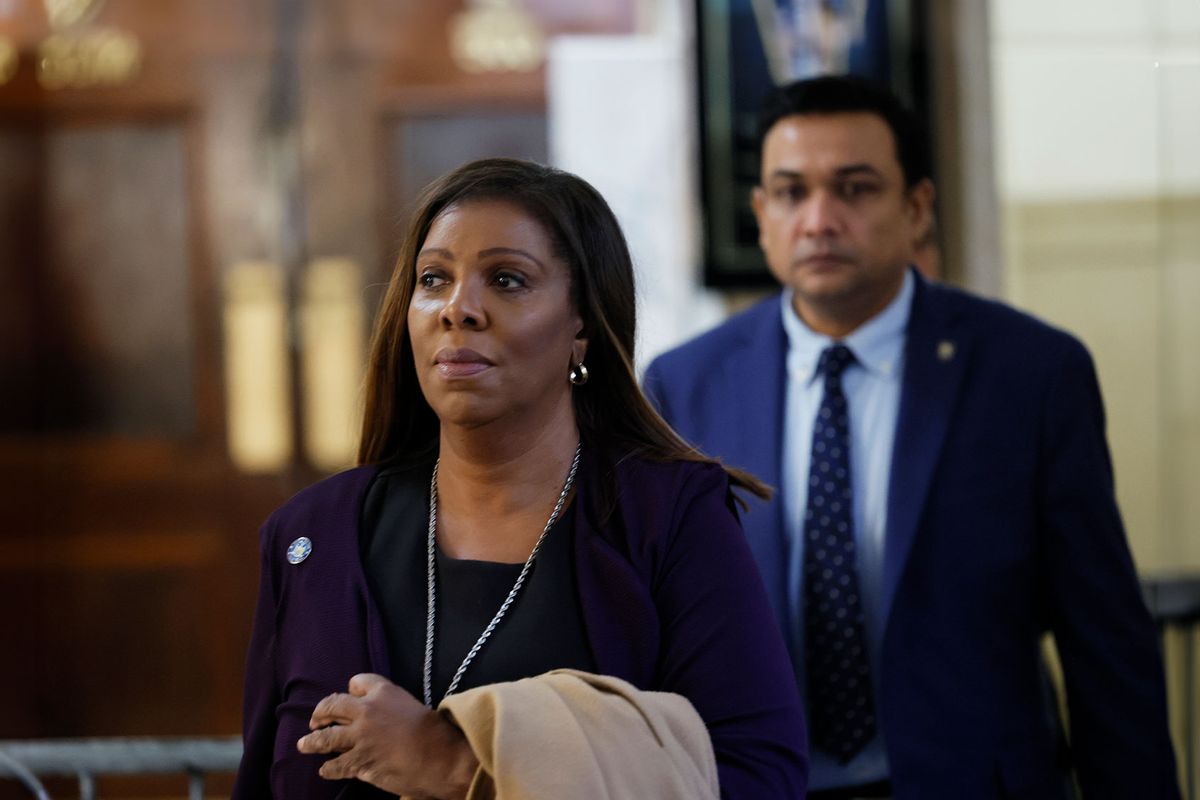 Attorney General Letitia James exits the courtroom during the civil fraud trial of former President Donald Trump and his children at at New York State Supreme Court on November 03, 2023 in New York City. (Michael M. Santiago/Getty Images)