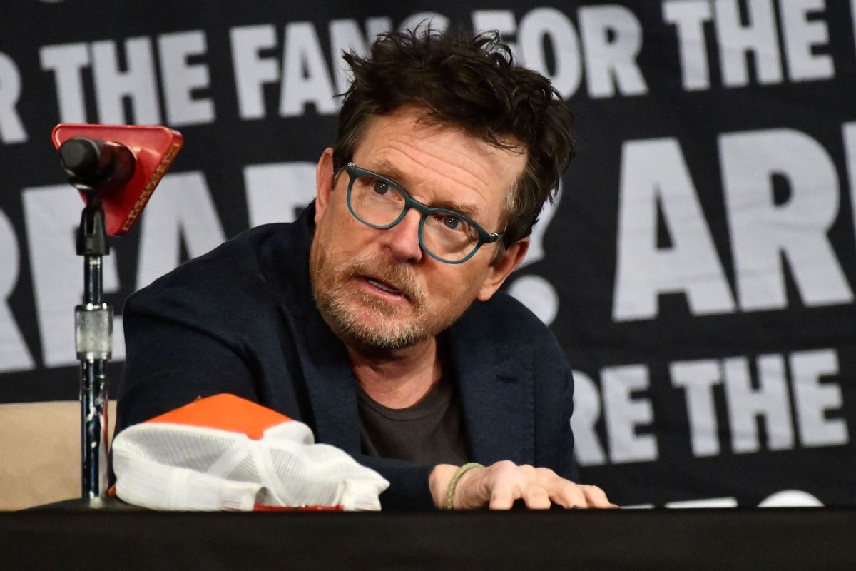 Actor Michael J. Fox speaks during the "Back to the Future" reunion at MegaCon Orlando 2024 at Orange County Convention Center on February 01, 2024 in Orlando, Florida.  (Gerardo Mora/Getty Images)