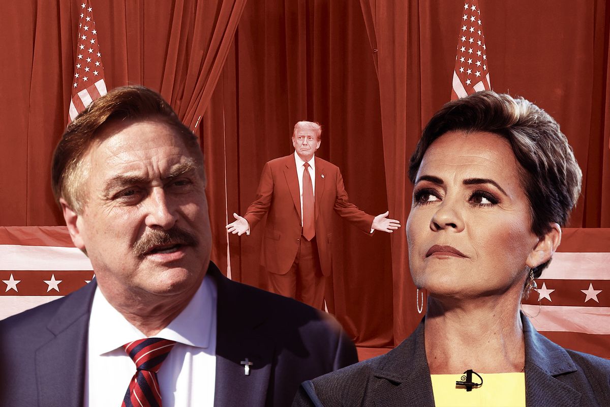 Mike Lindell, Kari Lake and Donald Trump (Photo illustration by Salon/Getty Images)