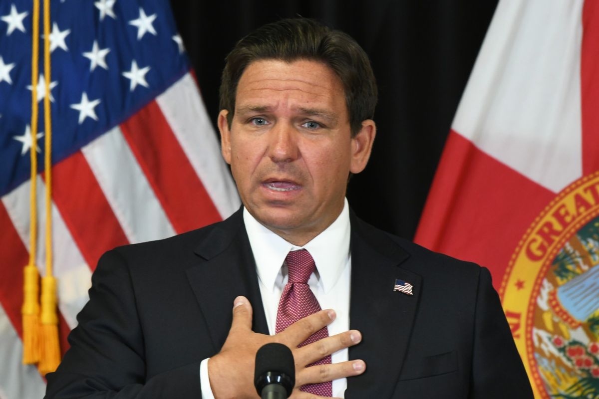 Florida Gov. Ron DeSantis speaks at a press conference in Sanford, Florida.  (Paul Hennessy/SOPA Images/LightRocket via Getty Images)