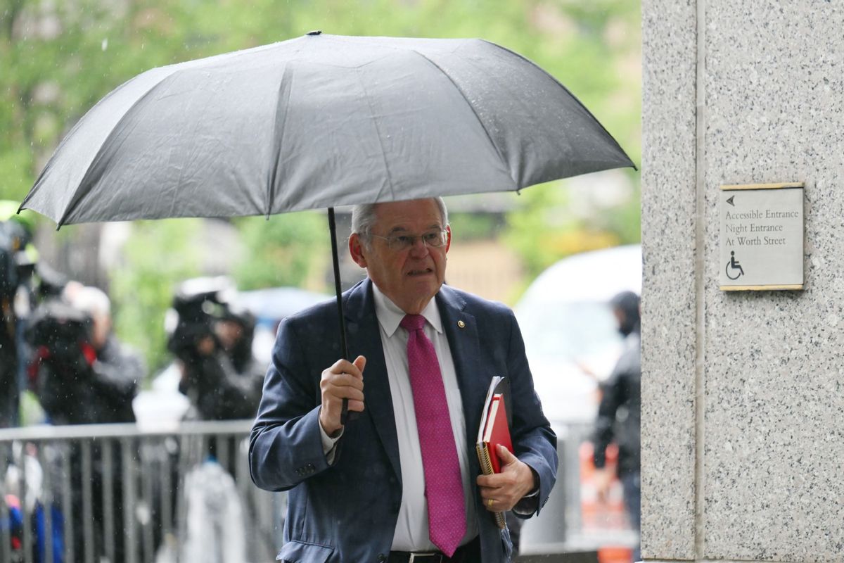 US Senator Bob Menendez, Democrat of New Jersey, arrives at Manhattan Federal Court, in New York City on May 15, 2024. (ANGELA WEISS/AFP via Getty Images)