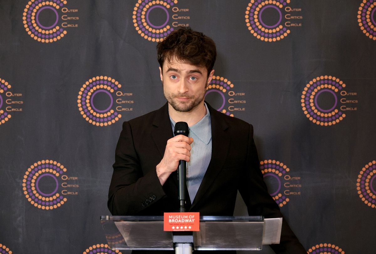 Daniel Radcliffe speaks during the 73rd Annual Outer Critics Circle Awards Nominations at Museum of Broadway on April 23, 2024 in New York City (Dimitrios Kambouris/Getty Images)