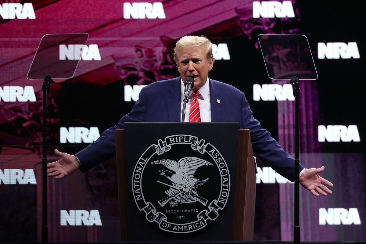 Former U.S. President Donald Trump speaks during the NRA ILA Leadership Forum at the National Rifle Association (NRA) Annual Meeting & Exhibits at the Kay Bailey Hutchison Convention Center on May 18, 2024 in Dallas, Texas. (Justin Sullivan/Getty Images)