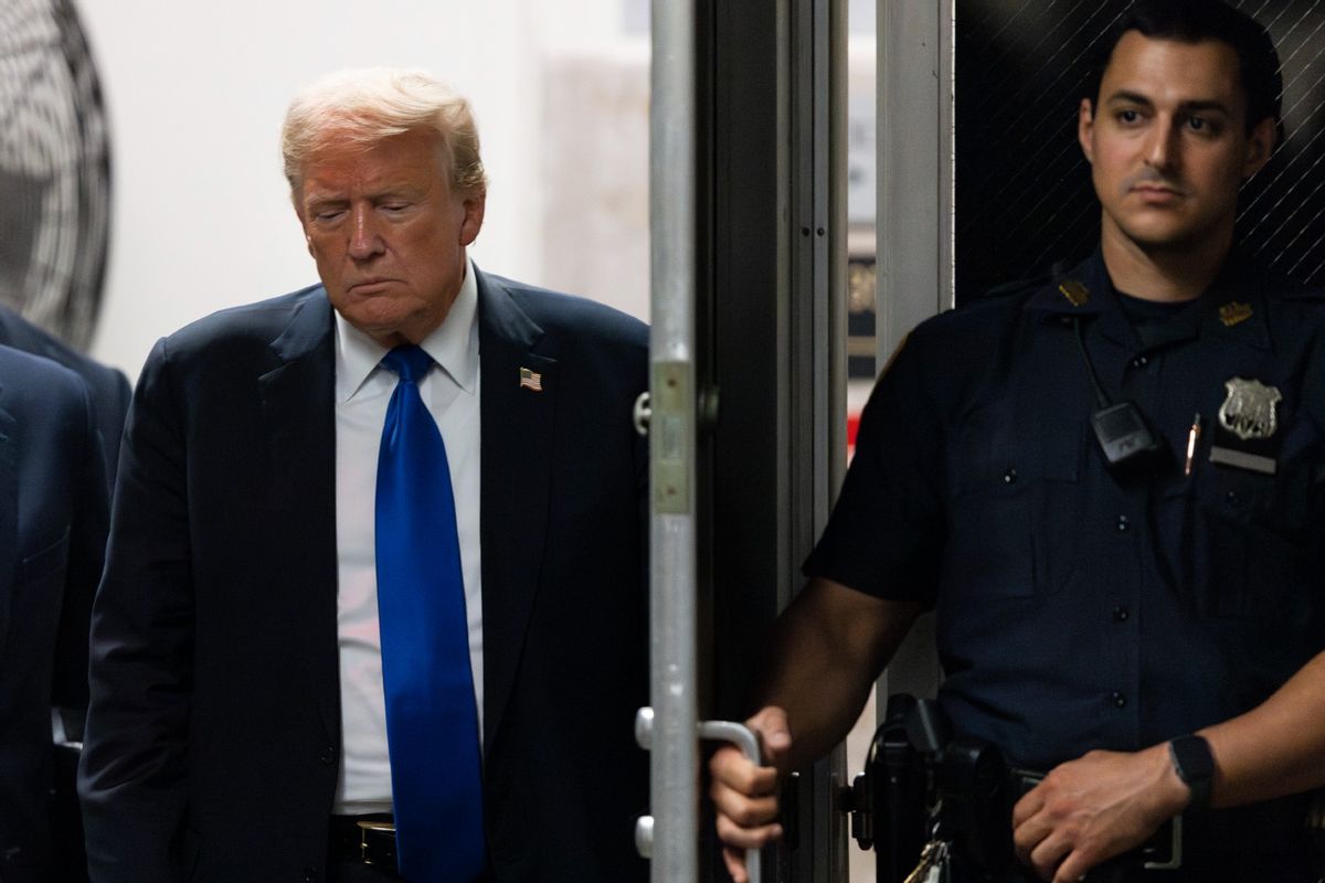 Former U.S. President Donald Trump returns to court as the jury reaches a verdict in his hush-money trial at Manhattan Criminal Court on May 30, 2024 in New York City. (Justin Lane-Pool/Getty Images)