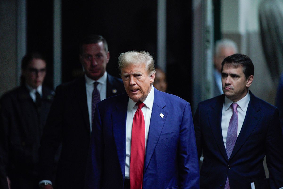 Former U.S. President Donald Trump arrives to court during his trial for allegedly covering up hush money payments at Manhattan Criminal Court on April 30, 2024 in New York City. (Eduardo Munoz-Pool/Getty Images)