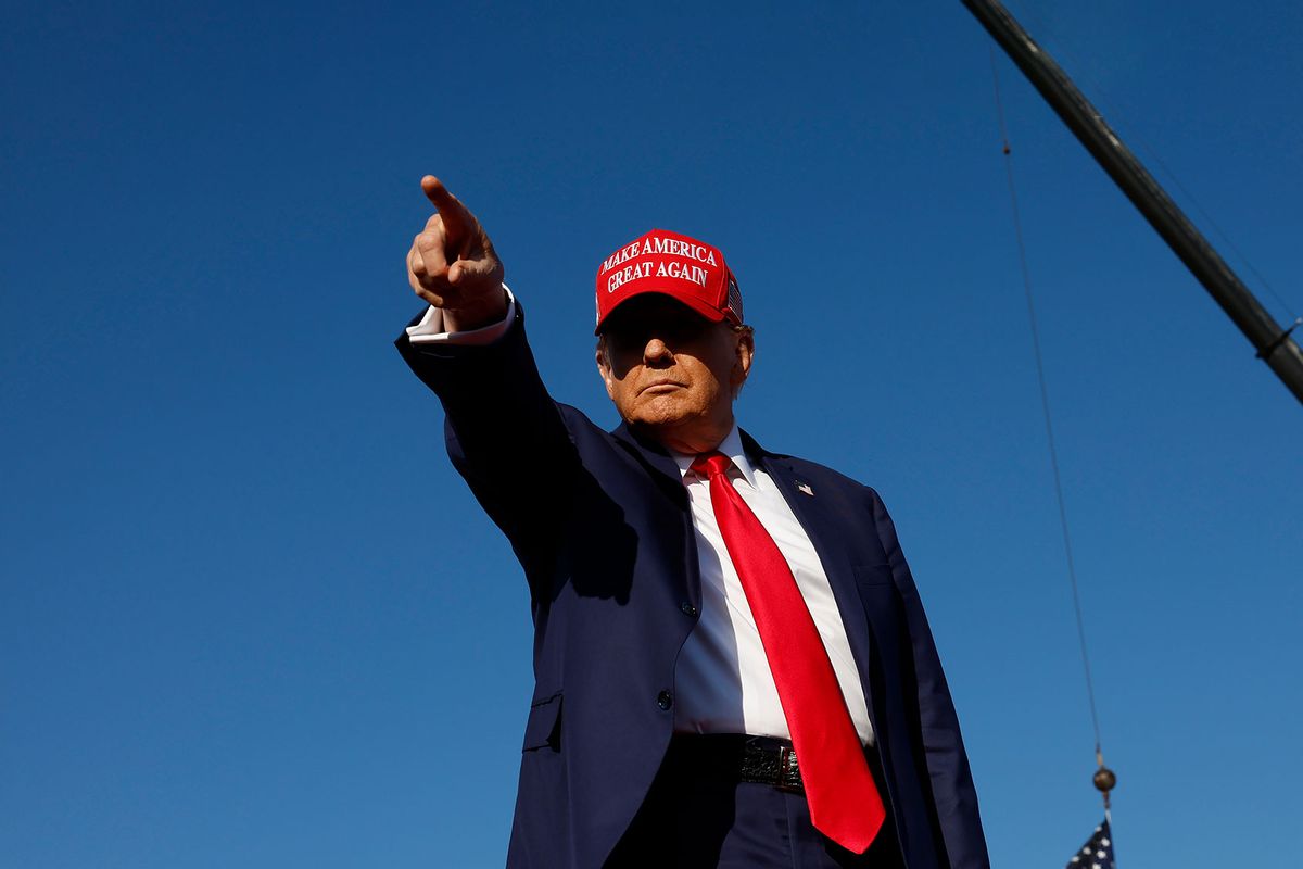 Republican presidential candidate former U.S. President Donald Trump arrives for his campaign rally in Wildwood Beach on May 11, 2024 in Wildwood, New Jersey. (Michael M. Santiago/Getty Images)