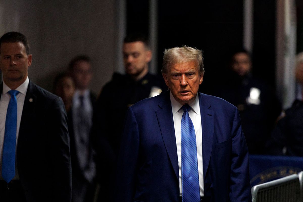Former U.S. President Donald Trump arrives to court during his trial for allegedly covering up hush money payments at Manhattan Criminal Court on May 20, 2024 in New York City. (Sarah Yenesel-Pool/Getty Images)