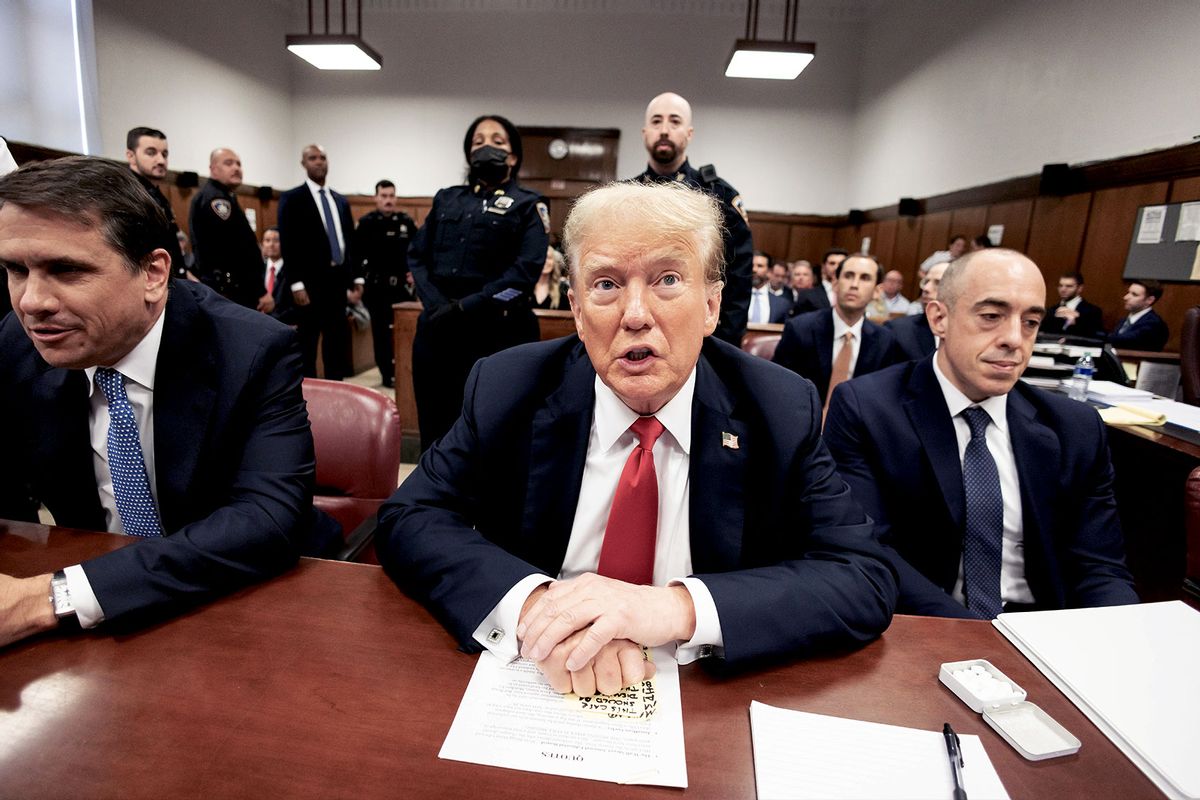 Former U.S. President Donald Trump appears for his hush money trial at Manhattan Criminal Court on May 28, 2024 in New York City. (Justin Lane - Pool/Getty Images)