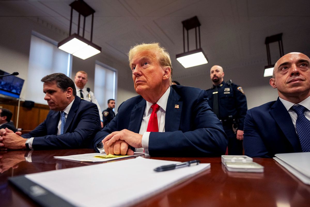 Former U.S. President Donald Trump appears for his hush money trial at Manhattan Criminal Court on May 28, 2024 in New York City. (Steven Hirsch - Pool/Getty Images)